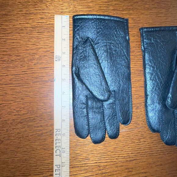 Vintage Men’s Black Vinyl Gloves Medium Made in Japan 60s 70s Mod Style Lined Wi - Picture 8 of 10